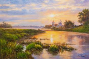 Meeting the dawn on the river. Romm Alexandr