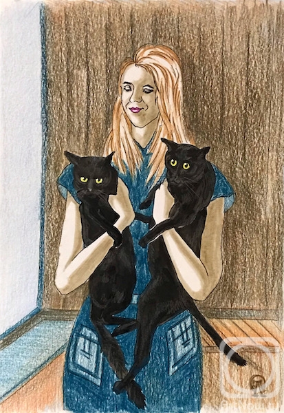 Lukaneva Larissa. Girl with Cats