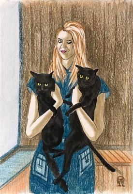 Girl with Cats. Lukaneva Larissa