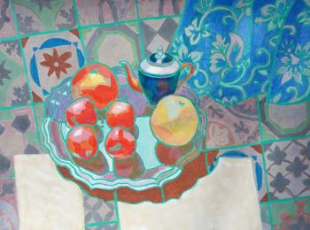 Still life with color drapery