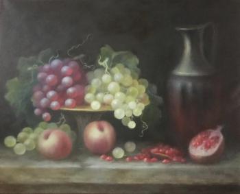 Still life with grapes and peaches. Levada Elena