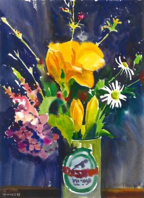 Still life with yellow daylily