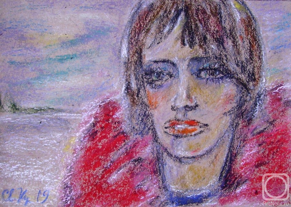 Kyrskov Svjatoslav. Winter. Girl in a red fur coat