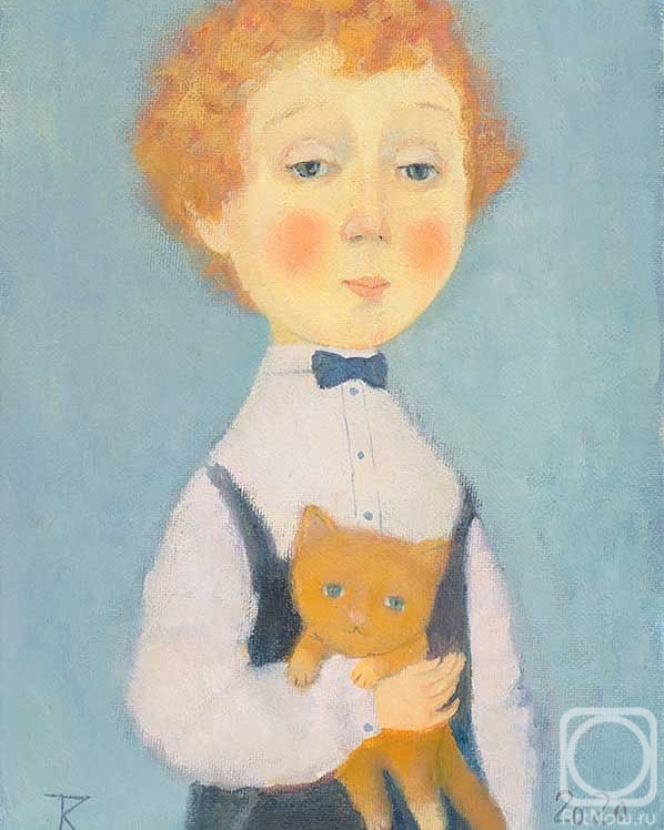 Koltsova Tatiana. Boy with a cat