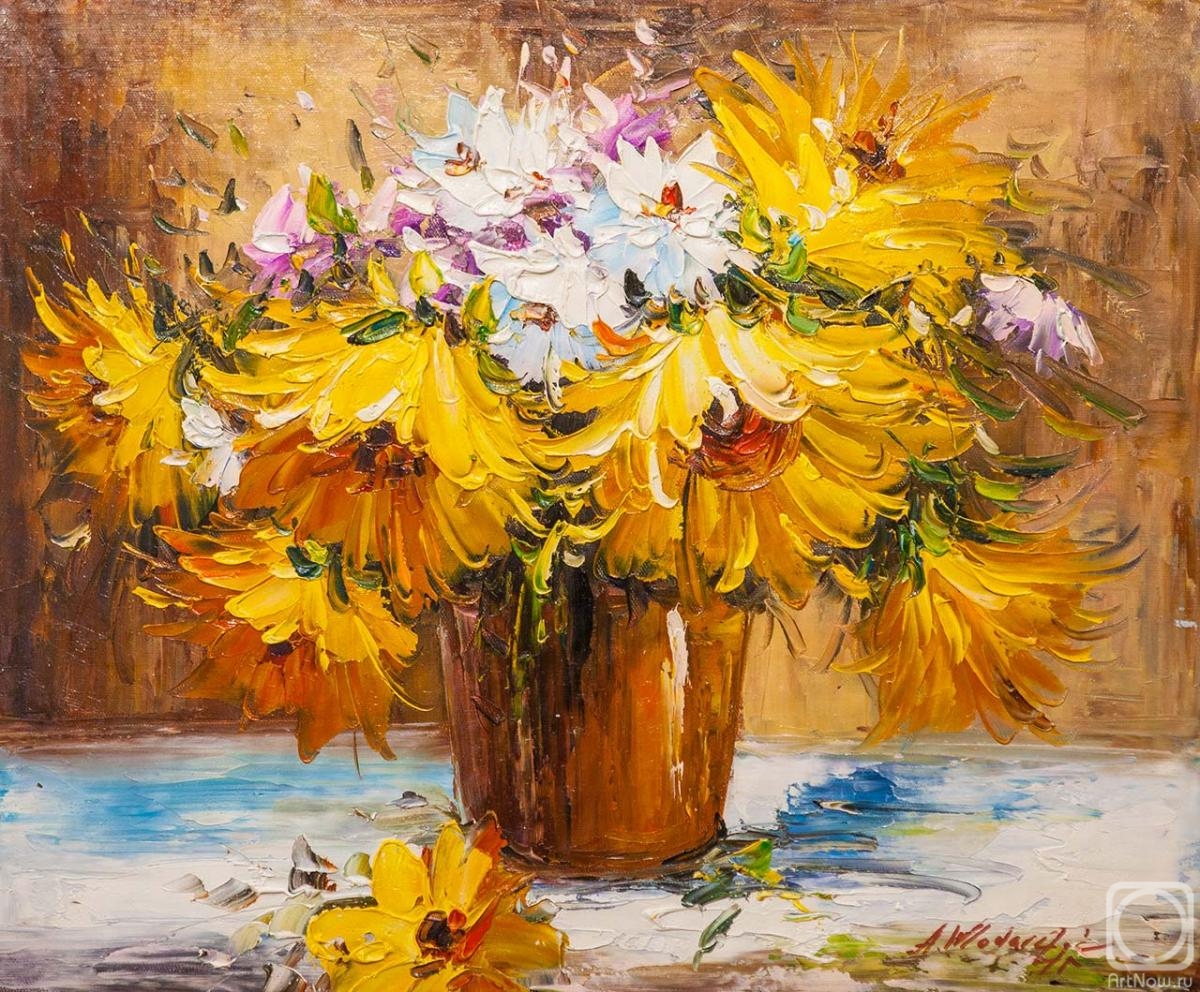Vlodarchik Andjei. Sunny bouquet in a clay vase