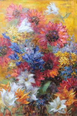 Flowers colors synergy (Red Sunflowers). Lyssenko Andrey