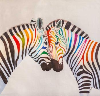 Zebras, colorful as a rainbow. Vevers Christina