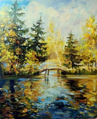 Golden autumn in Abramtsevo (Pond With Bridge). Gerasimova Natalia