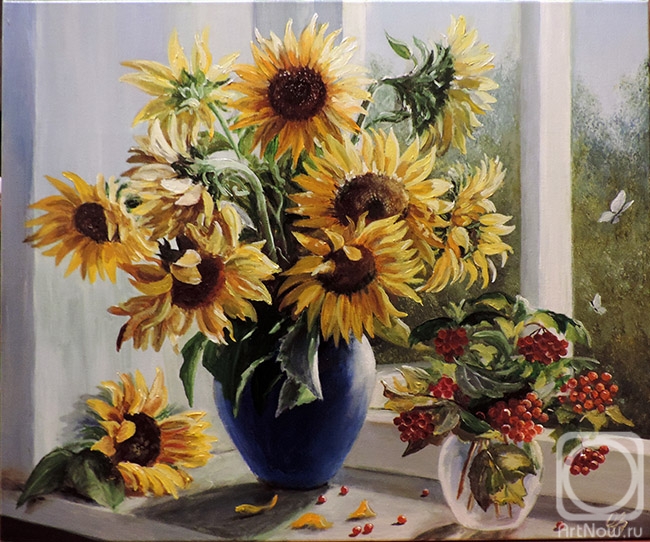 Vorobyeva Olga. Sunflowers and viburnum