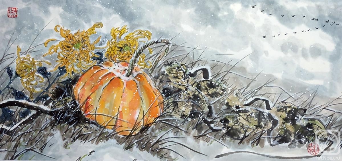 Mishukov Nikolay. Late autumn - and the pumpkin was forgotten