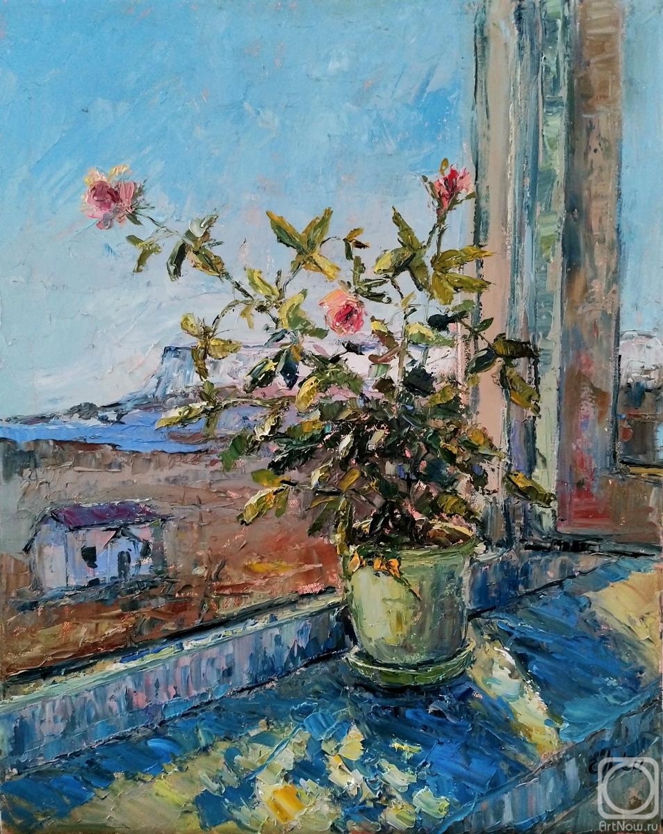 Polyudova Evgeniya. Roses on the windowsill
