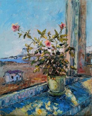 Roses on the windowsill. Polyudova Evgeniya
