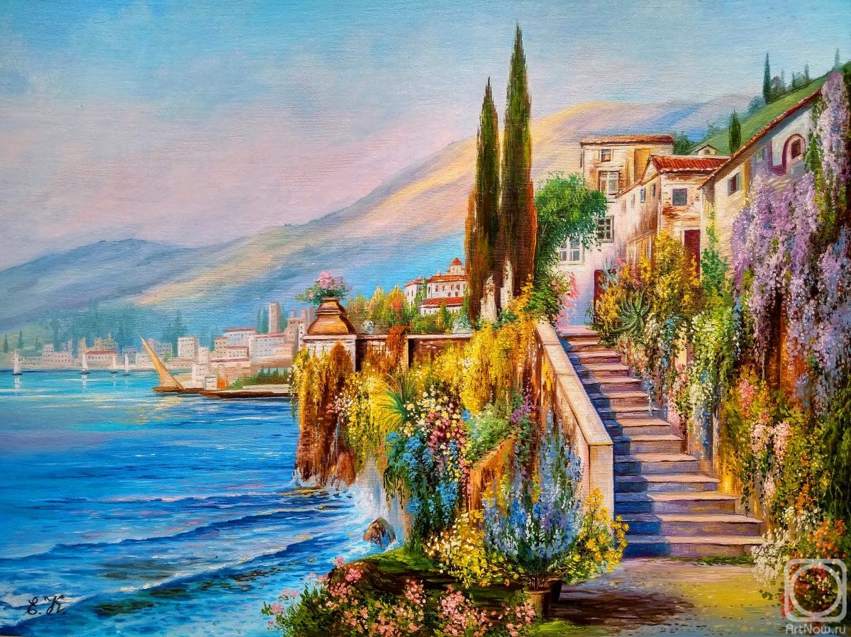 Korableva Elena. View of Naples (based on Alois Arnegger)