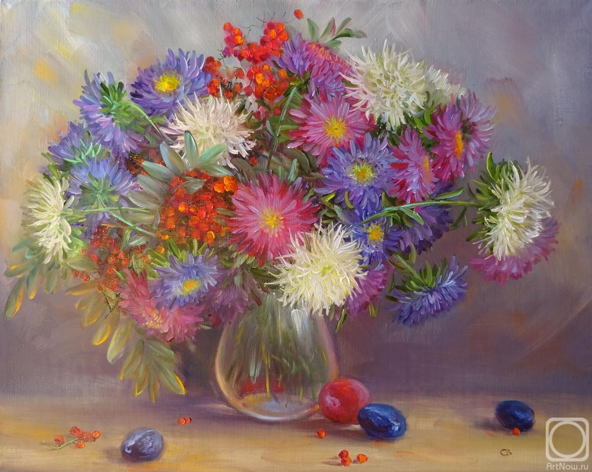 Razumova Svetlana. Asters and mountain ash