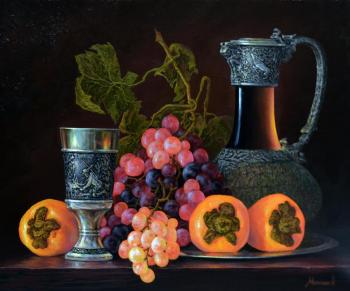 Persimmons and grapes