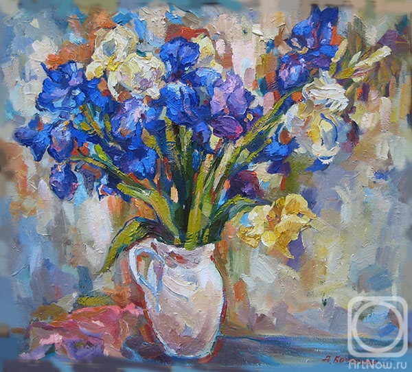 Bocharova Anna. Irises in a white jug