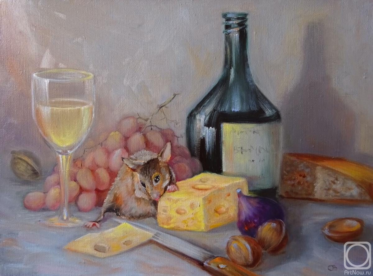 Razumova Svetlana. Still life with grapes and cheese