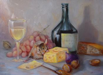 Still life with grapes and cheese. Razumova Svetlana