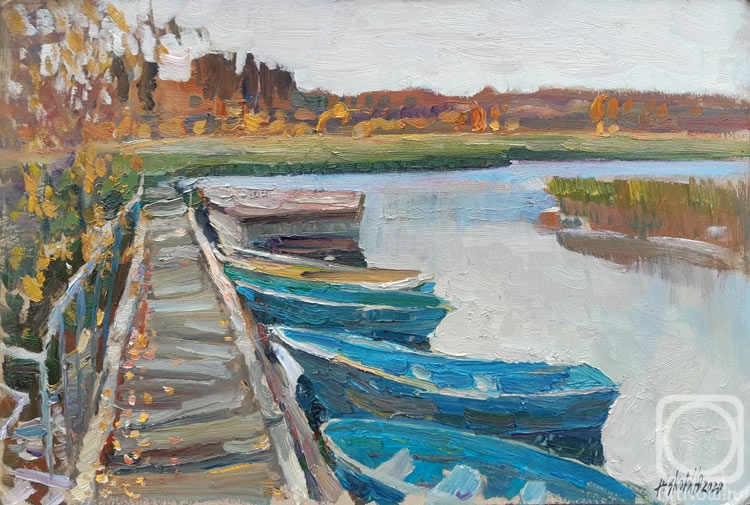 Zhukova Juliya. Autumn. Boats at the pier