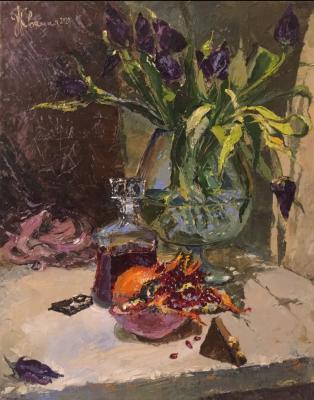 Purple tulips (Decanter With Cognac). ZHvaniya (Kononova) Olga