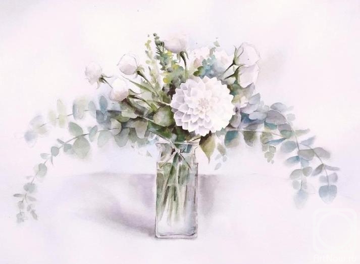 Zavrazhnova Olga. White bouquet with eucalyptus