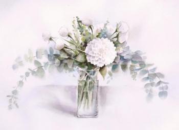 White bouquet with eucalyptus