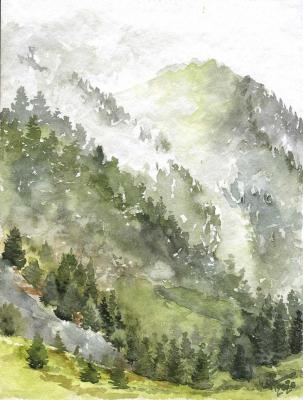 Fog in the Digor gorge. A study in Ossetia. Sukhova Natalya