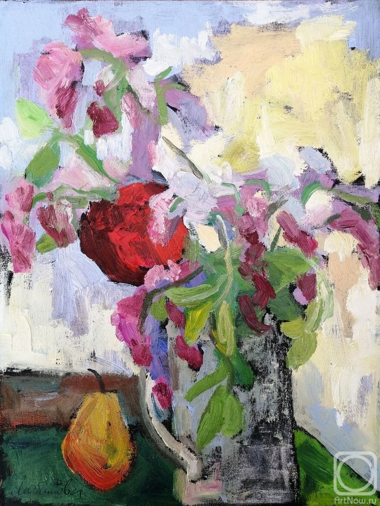 Lyubimova Sofya. Flowers, lilacs (etude)
