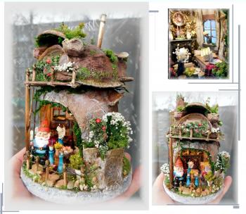 Miniature "Gnome and his house-fungus"