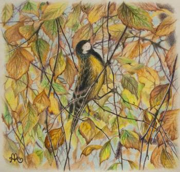 Bird tit (Watercolor Pencils). Abramova Anna