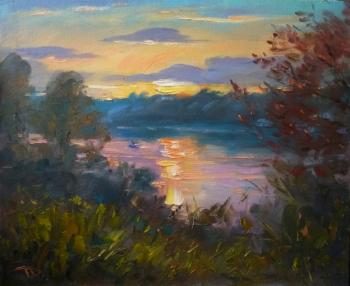 River at sunset. Dyomin Pavel