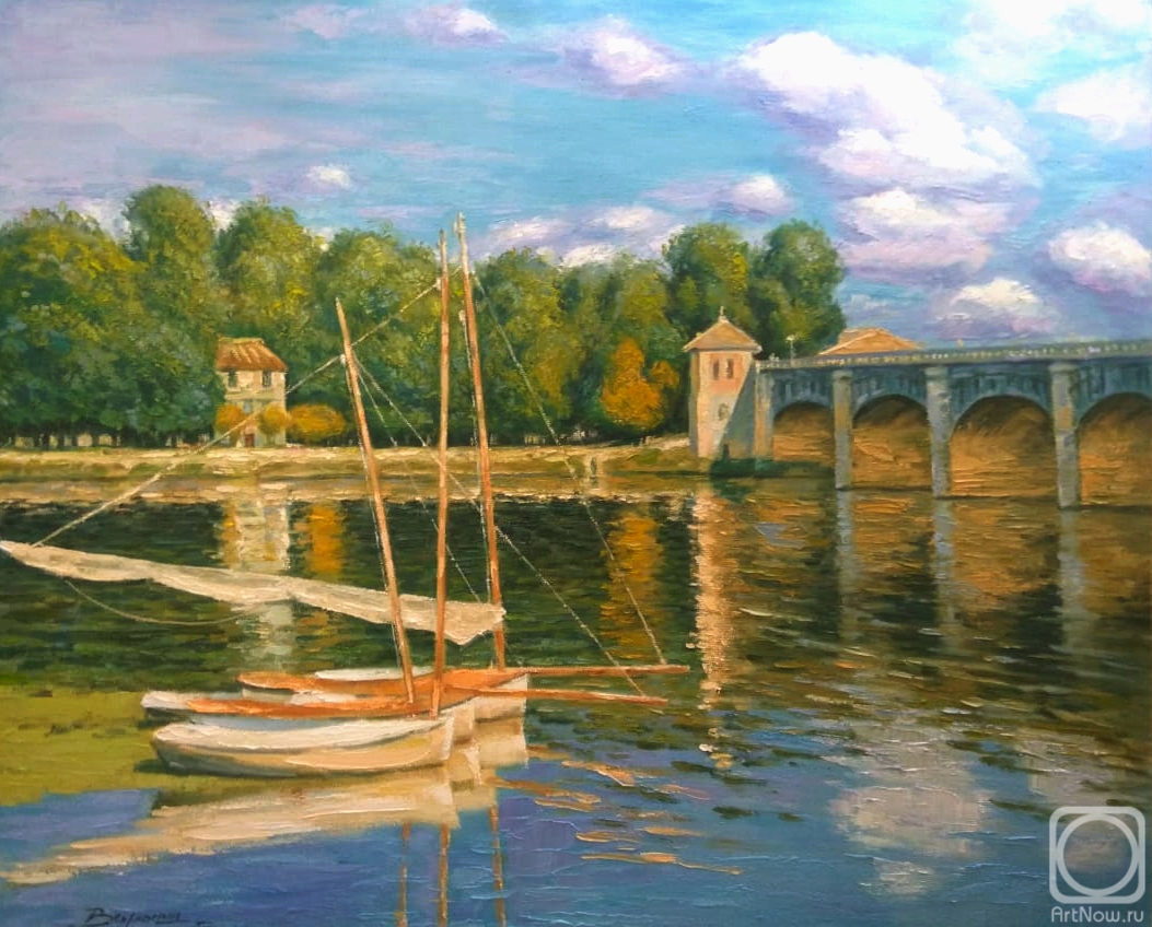 Dyomin Pavel. The bridge at Argenteuil. Claude Monet, copy