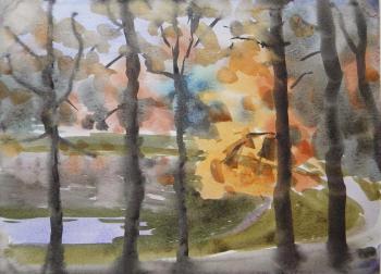 Autumn sketch (Falling Leaves Landscape). Charova Natali