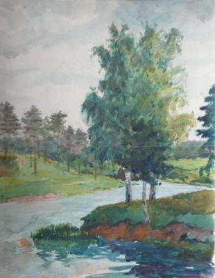 Watercolor 8. Sukhanov. Summer landscape. Polikanina Olga