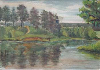 Watercolor 34. Summer landscapes. Sukhanovo. Polikanina Olga