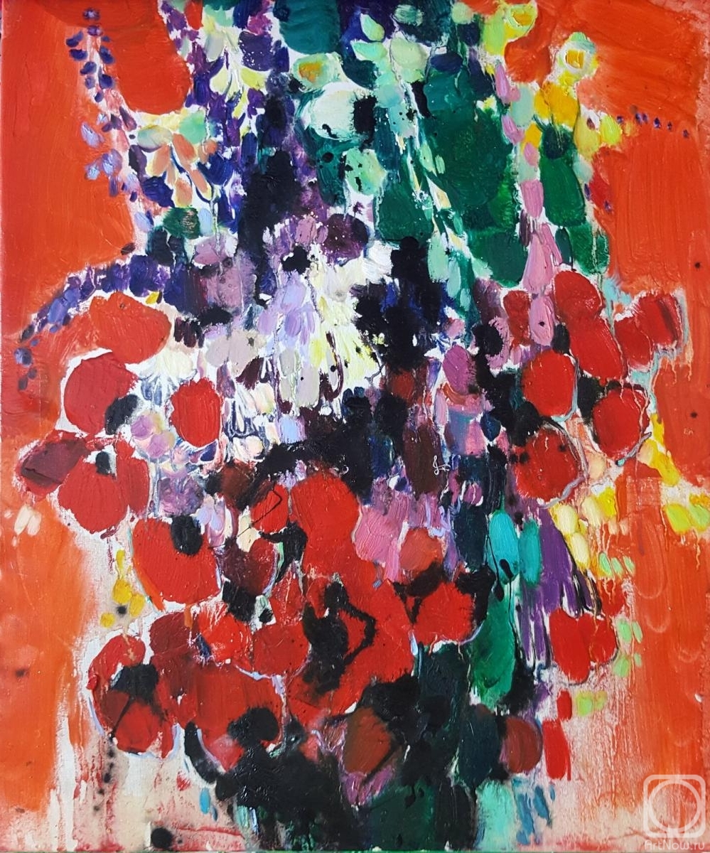Chatinyan Mger. Flowers on red