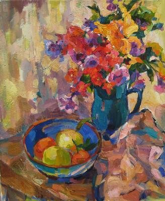 Flowers and fruit platter (Fruit On A Platter). Bocharova Anna