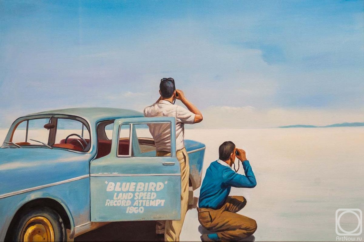 Kamskij Savelij. A copy of Jack Vettriano's painting. Bluebird. Land Speed Record