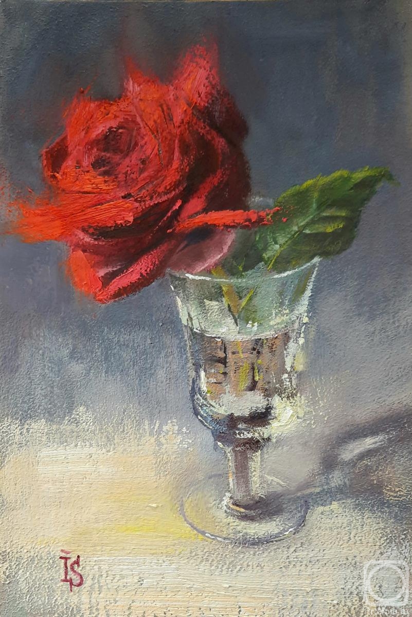 Sergeyeva Irina. Red rose in crystal glass