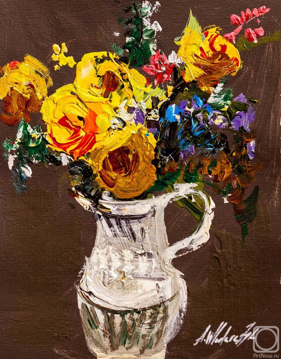 Vlodarchik Andjei. Bouquet of yellow roses in a jug