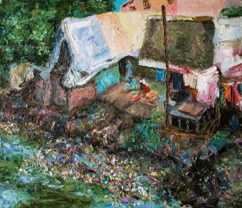 Evening in Chennai slums, India. Shubin Artyom