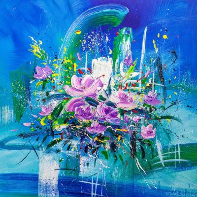 Bouquet on a blue background. Dupree Brian