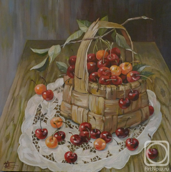 Panina Kira. Cherries in a basket