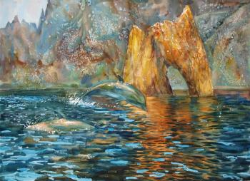 Golden Gate of Karadag (Dolphins In Watercolor). Savinova Roza