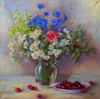 Bouquet with cornflowers and ground