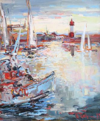 Sailboats in the port. Otroshko Aleksandr