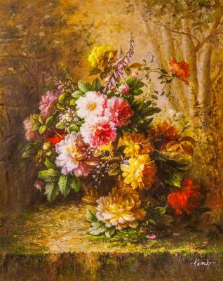 Bouquet with peonies in the Baroque style. Kamskij Savelij