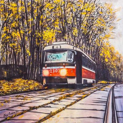 Oil Painting Tram. Paintings, art gallery, russian art