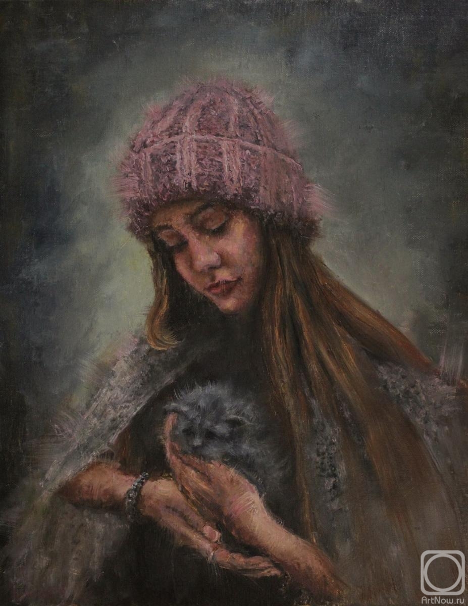 Korepanov Alexander. Girl with kitten