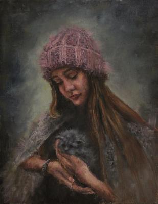 Girl with kitten. Korepanov Alexander